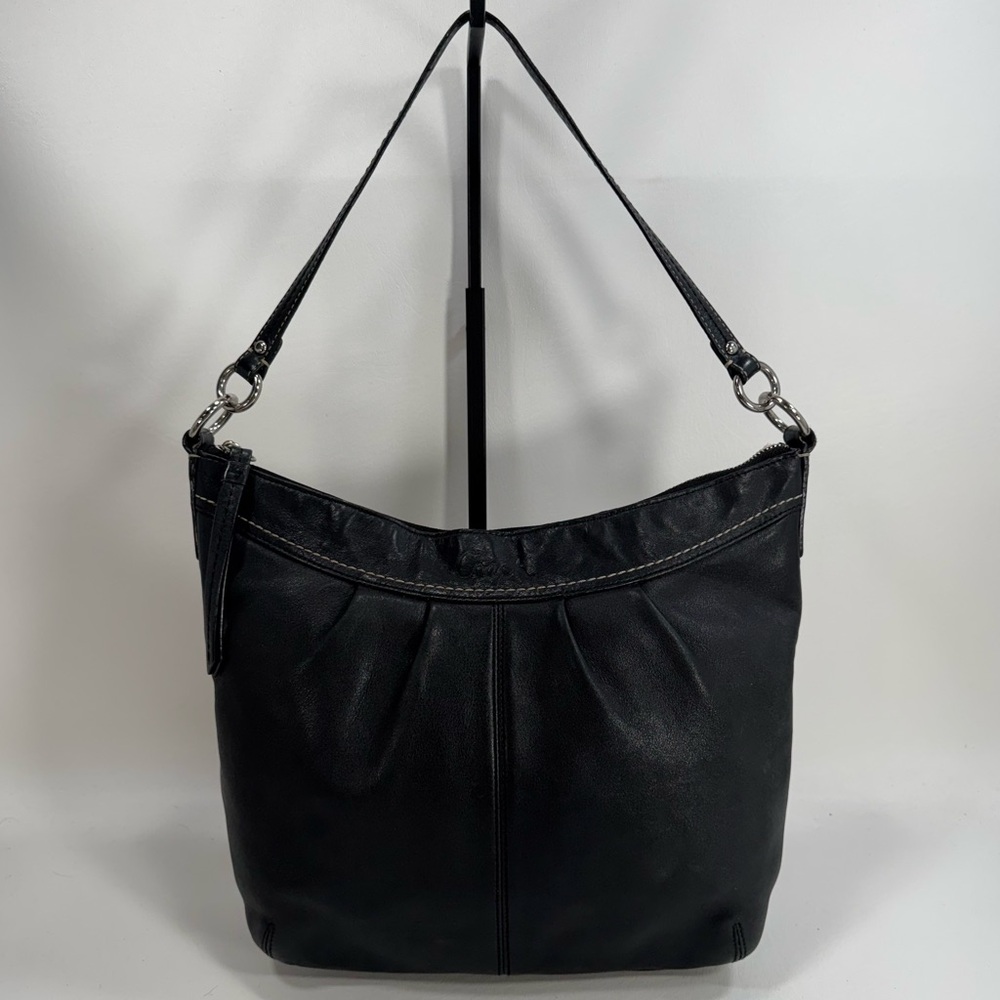 Coach Soho Pleated Leather Hobo Bag Black F13764